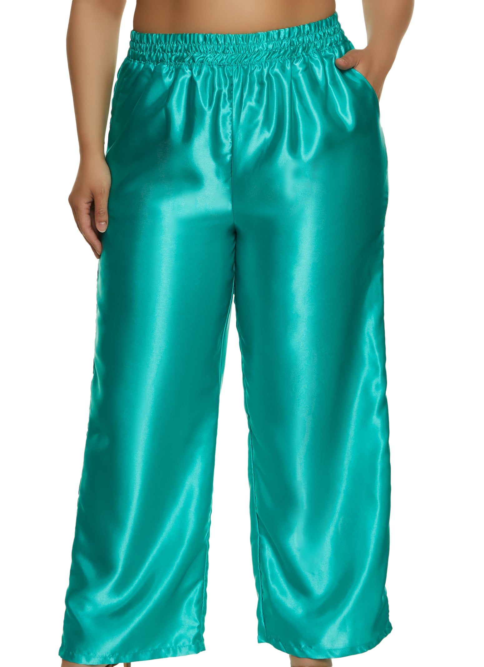 Plus Size Satin Wide Leg Pull On Pants sold by Rainbow