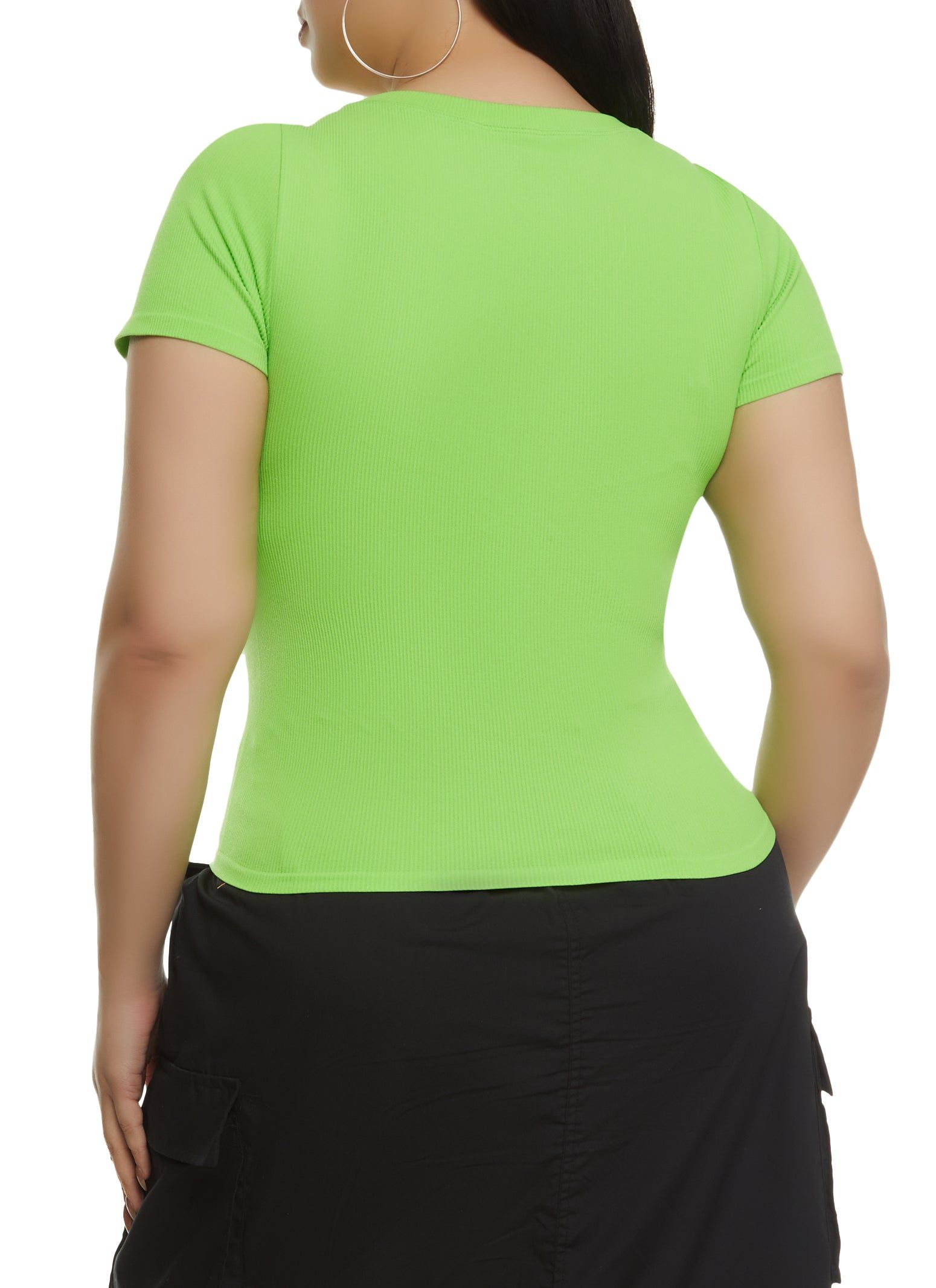 Plus Size Ribbed Crew Neck T Shirt sold by Rainbow product image thumbnail 2