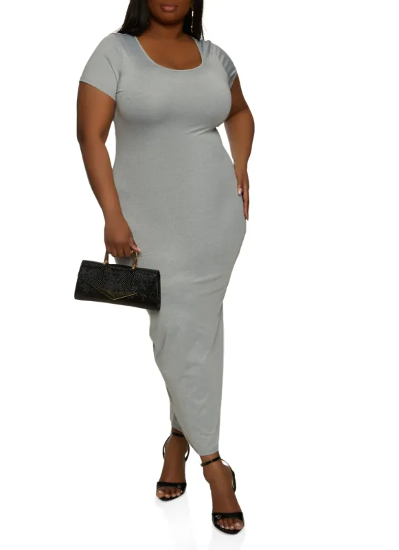 Plus Size Daisy Back Slit T Shirt Maxi Dress sold by Rainbow