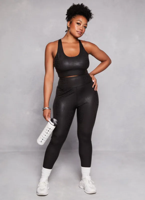 Plus Size Faux Croc Print Leggings sold by Rainbow