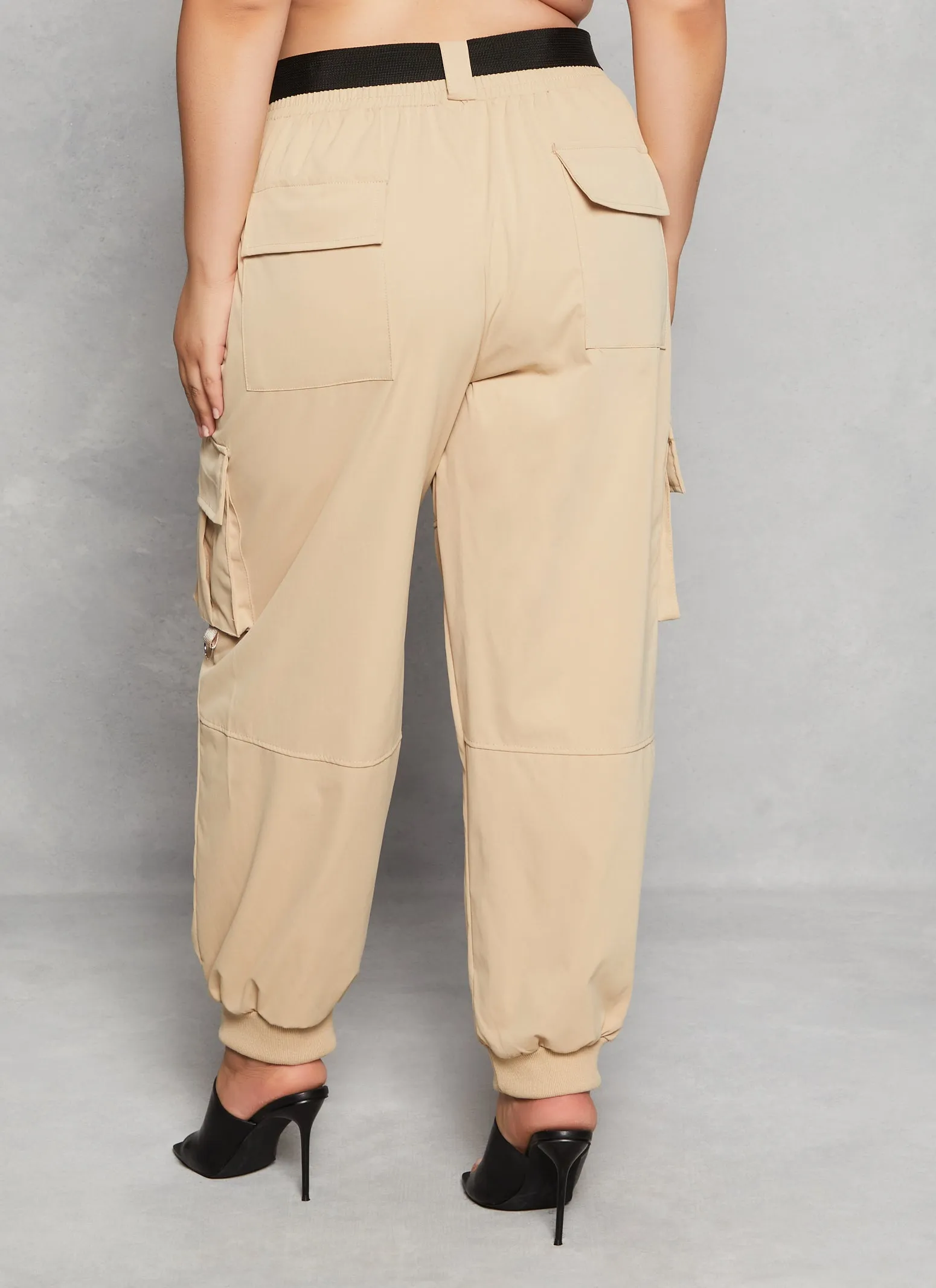 Plus Size Poplin Belted Cargo Joggers sold by Rainbow product image thumbnail 3