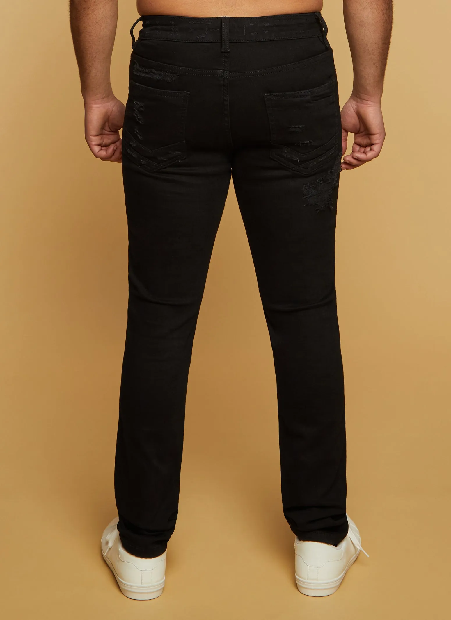 Mens Distressed Denim Skinny Fit Jeans sold by Rainbow product image thumbnail 3