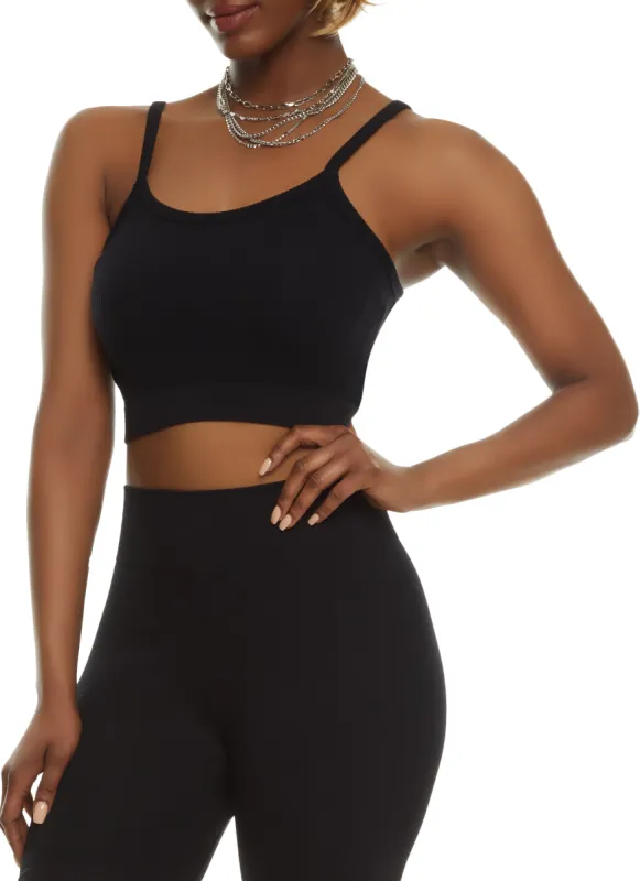 Ribbed Knit Seamless Sleeveless Crop Top sold by Rainbow