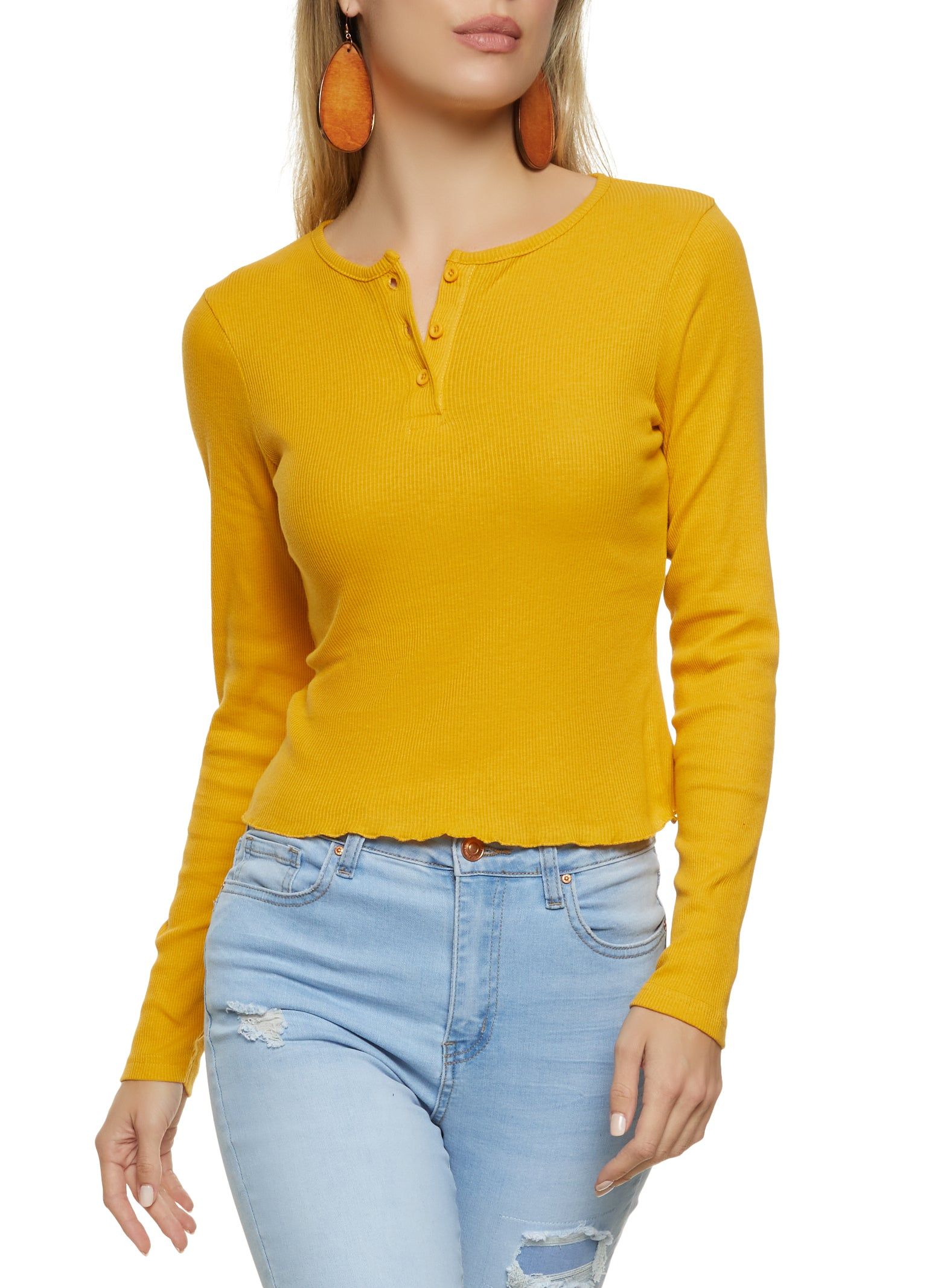 Lettuce Edge Henley Top sold by Rainbow