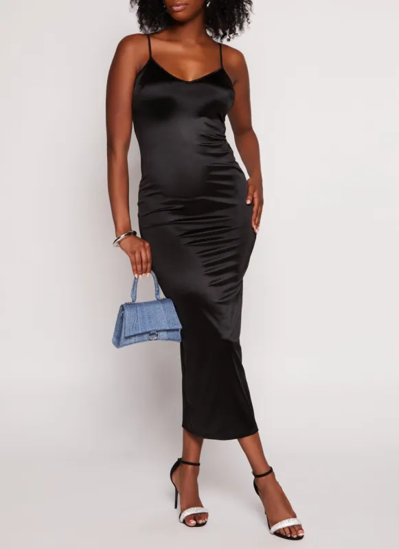 Satin Slit Back Cami Maxi Dress sold by Rainbow