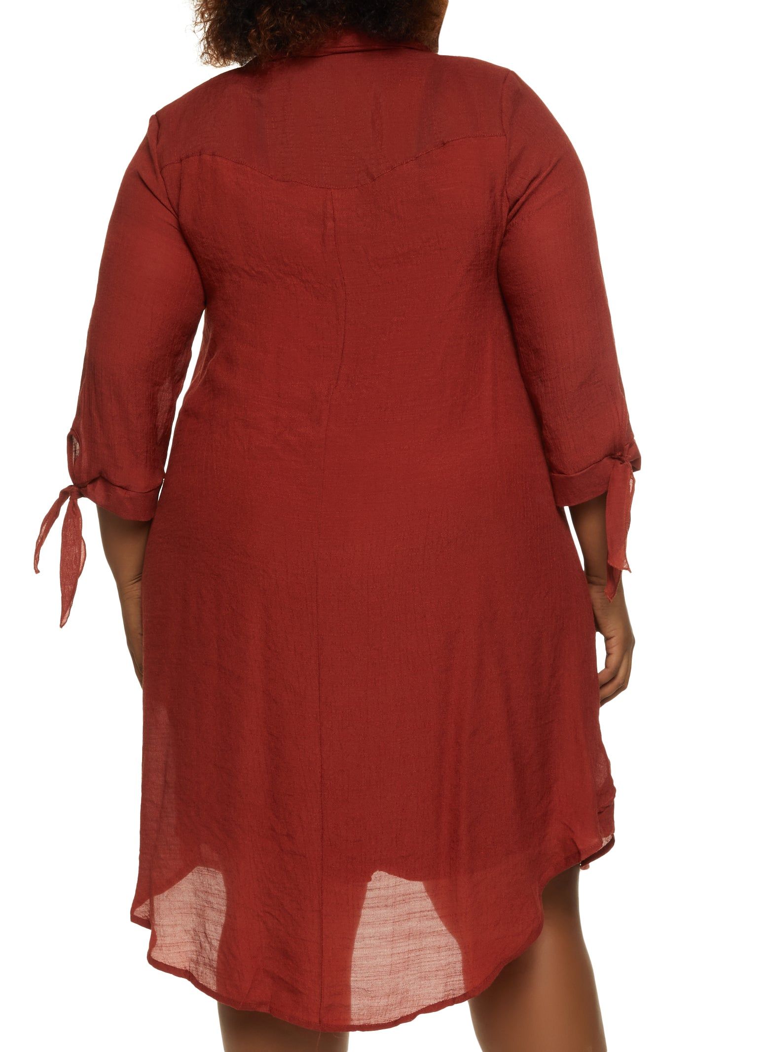 Plus Size Quarter Tie Sleeve Midi Shirt Dress sold by Rainbow product image thumbnail 3