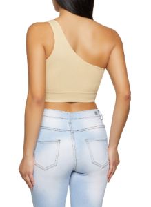 Seamless Rib Knit One Shoulder Crop Top sold by Rainbow