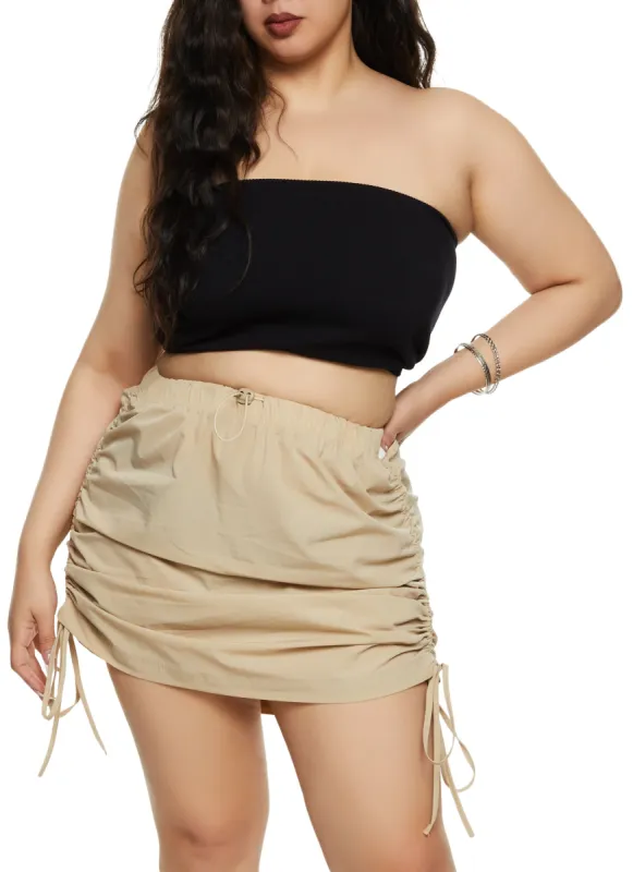 Plus Size Toggle Drawstring Ruched Parachute Mini Skirt sold by Rainbow