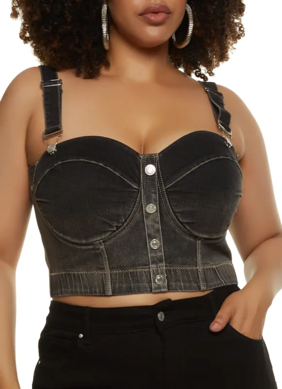 Plus Size Ombre Denim Bustier Top sold by Rainbow