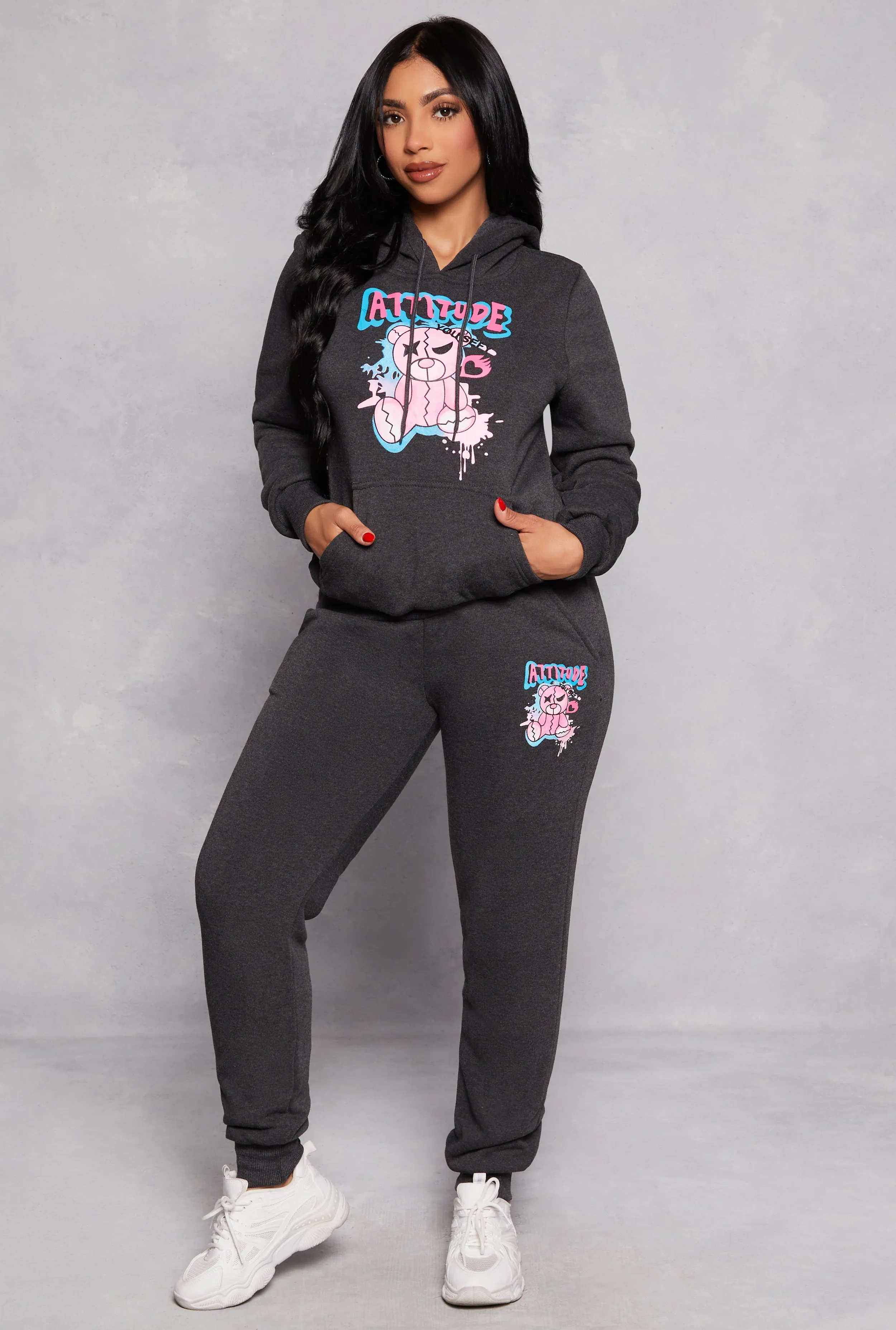 Attitude Bear Graphic Pullover Hoodie sold by Rainbow product image thumbnail 2