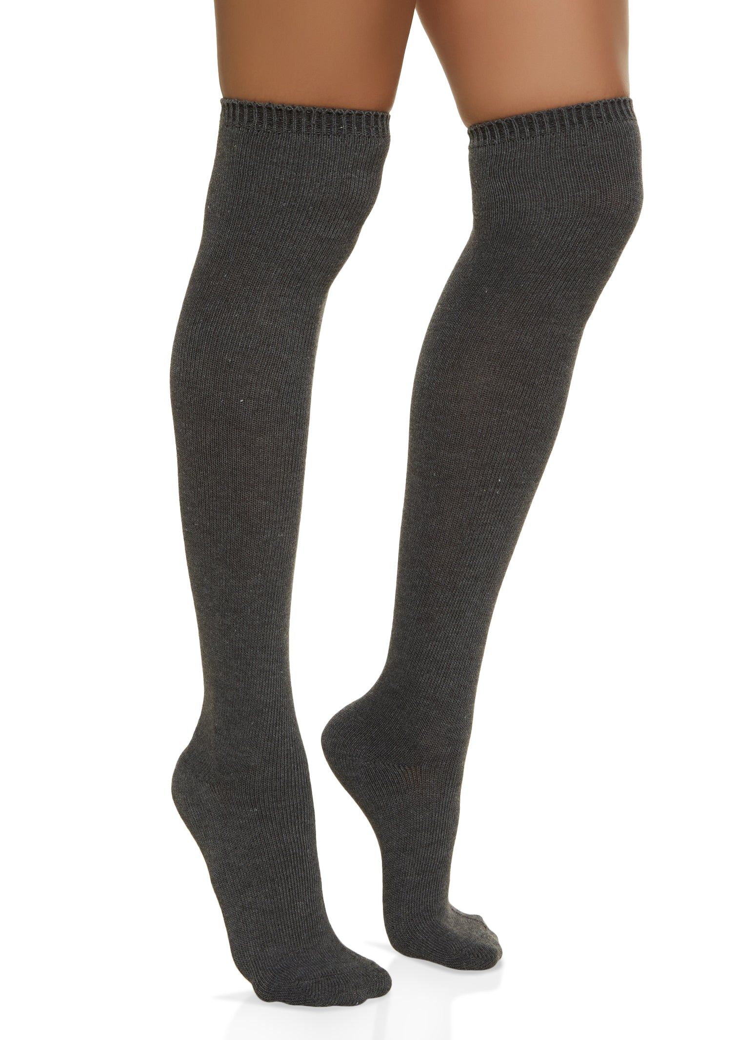 Knitted Solid Over The Knee Socks sold by Rainbow