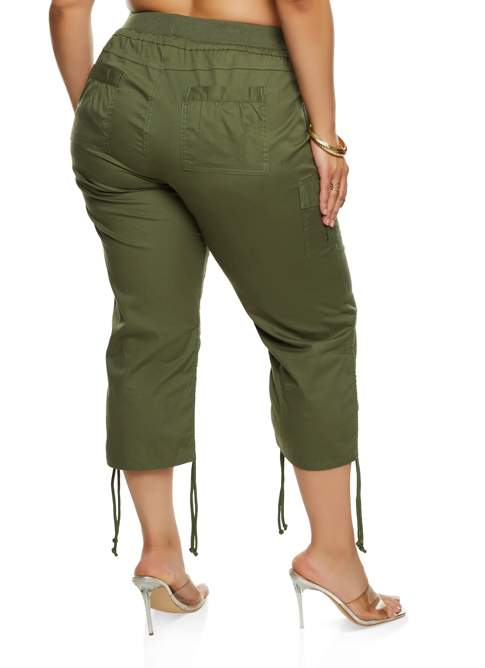 Plus Size Tie Hem Cargo Pocket Capris sold by Rainbow product image thumbnail 3
