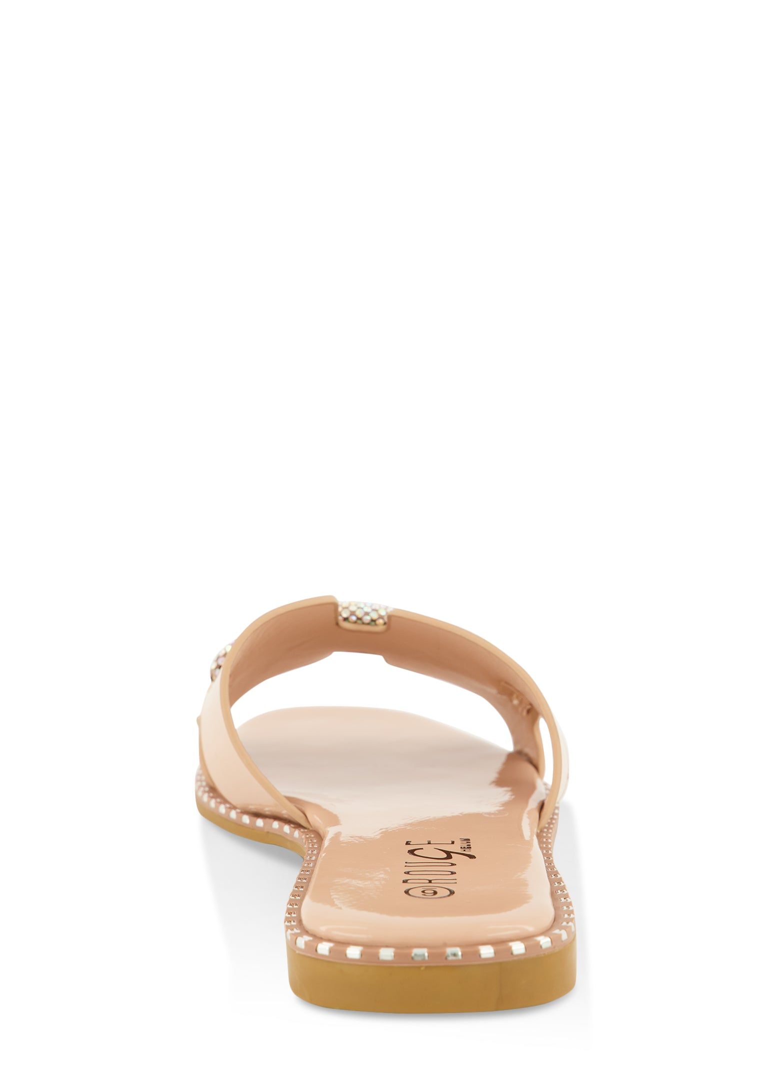 Studded Trim Rhinestone Cut Out Band Slide Sandals sold by Rainbow product image thumbnail 3