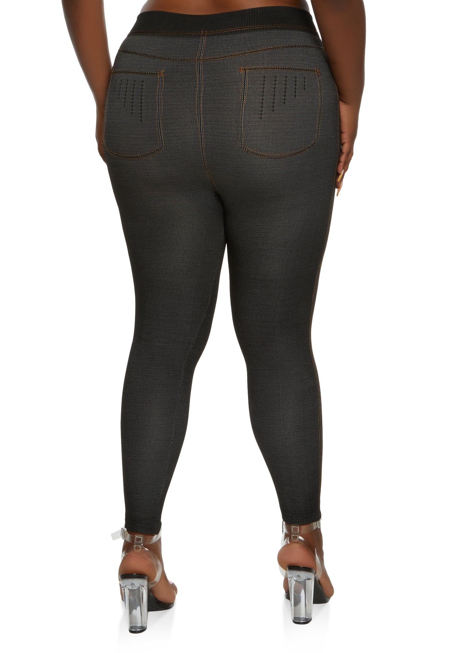 Plus Size Denim Knit High Waist Jeggings sold by Rainbow product image thumbnail 2