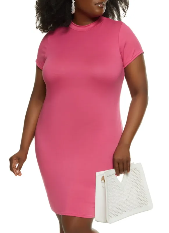 Plus Size Soft Knit Short Sleeve T Shirt Dress sold by Rainbow