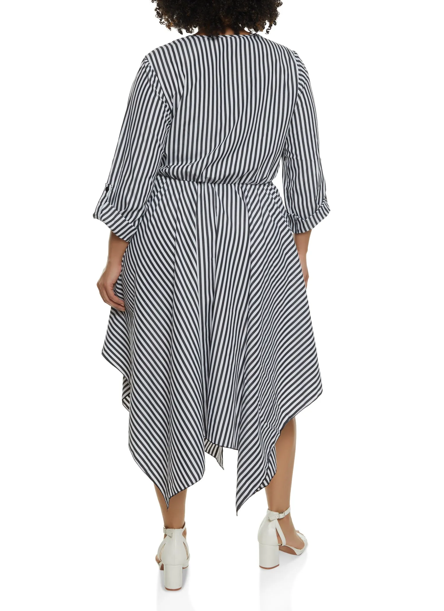 Plus Size Side Tie Striped Faux Wrap Dress sold by Rainbow product image thumbnail 3