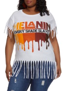 Plus Size Melanin Every Shade Slays Fringe Graphic Tee sold by Rainbow