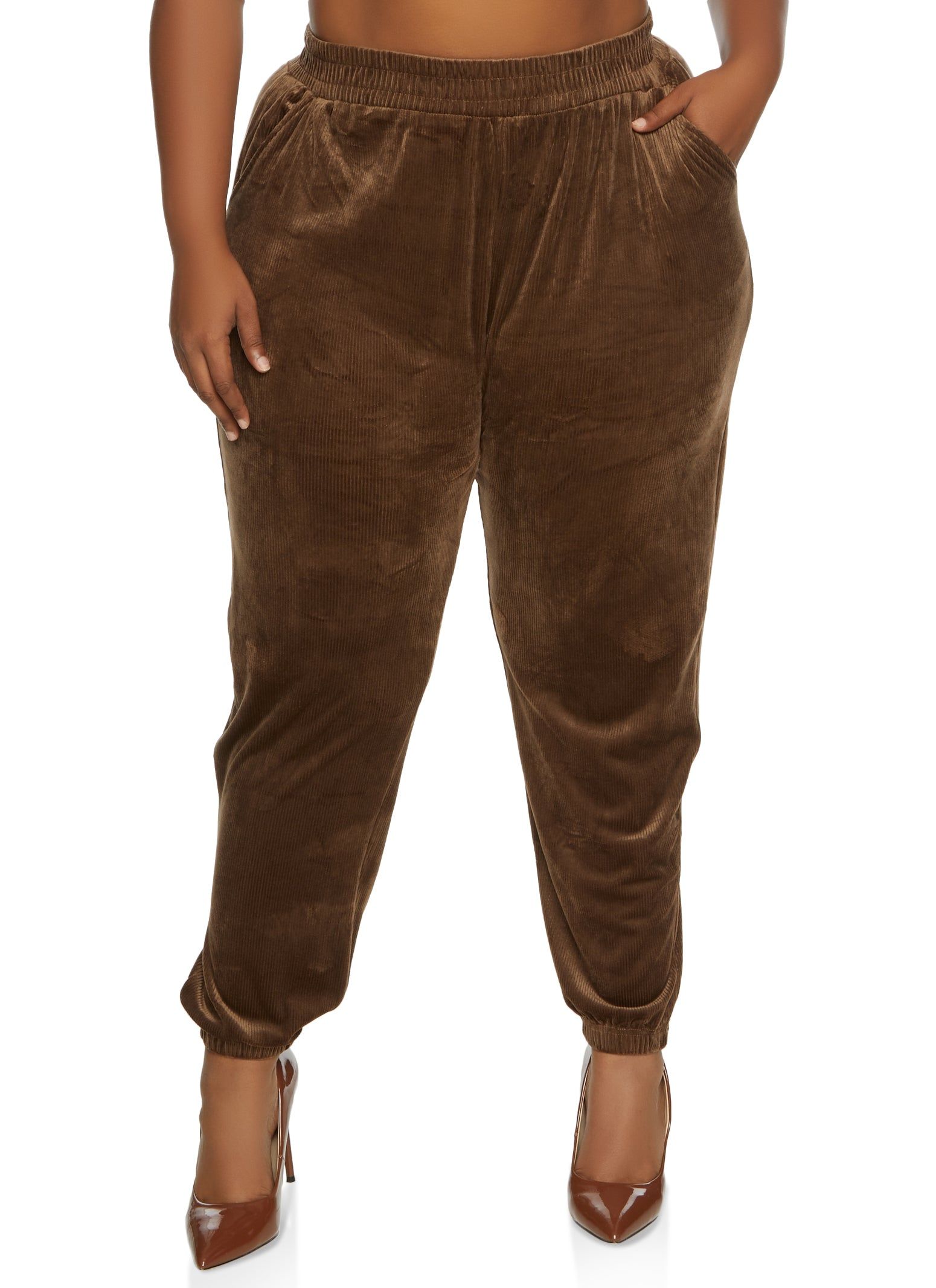Plus Size Corduroy High Waisted Joggers sold by Rainbow
