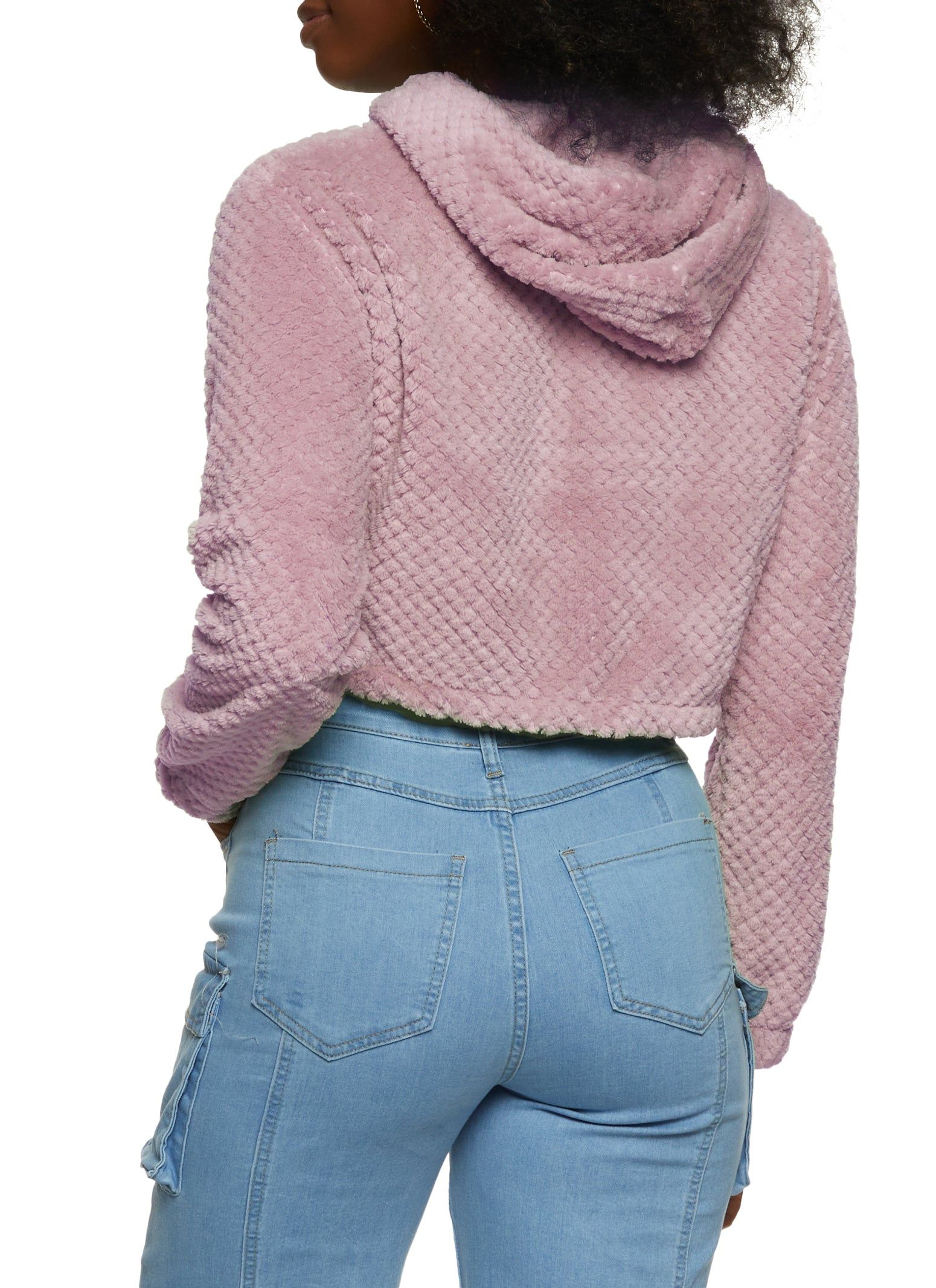 Quilted Plush Zip Front Hoodie sold by Rainbow product image thumbnail 2