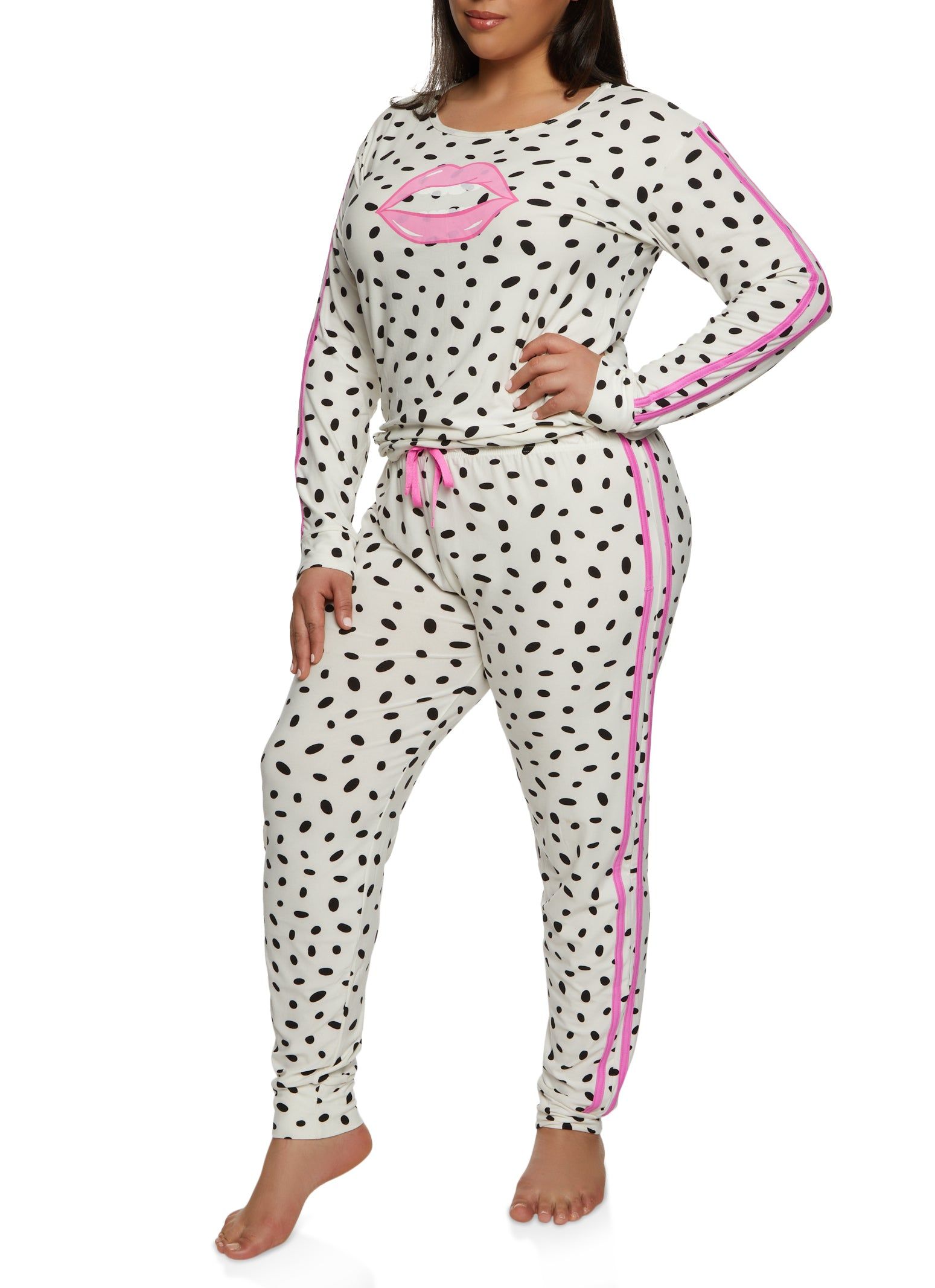 Plus Size Polka Dot Lip Pajama Top and Pants sold by Rainbow product image thumbnail 2