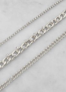 Rhinestone Curb Chain Anklet Trio sold by Rainbow