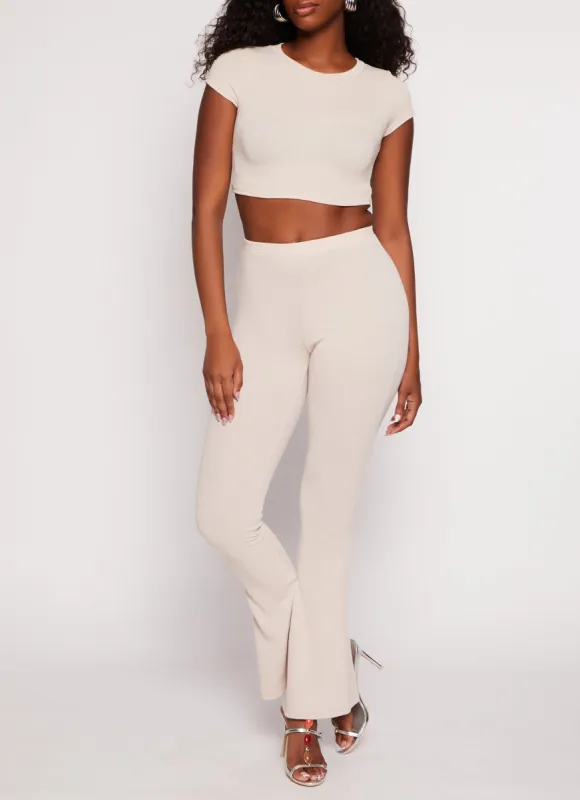 Ribbed High Waist Flare Pants sold by Rainbow