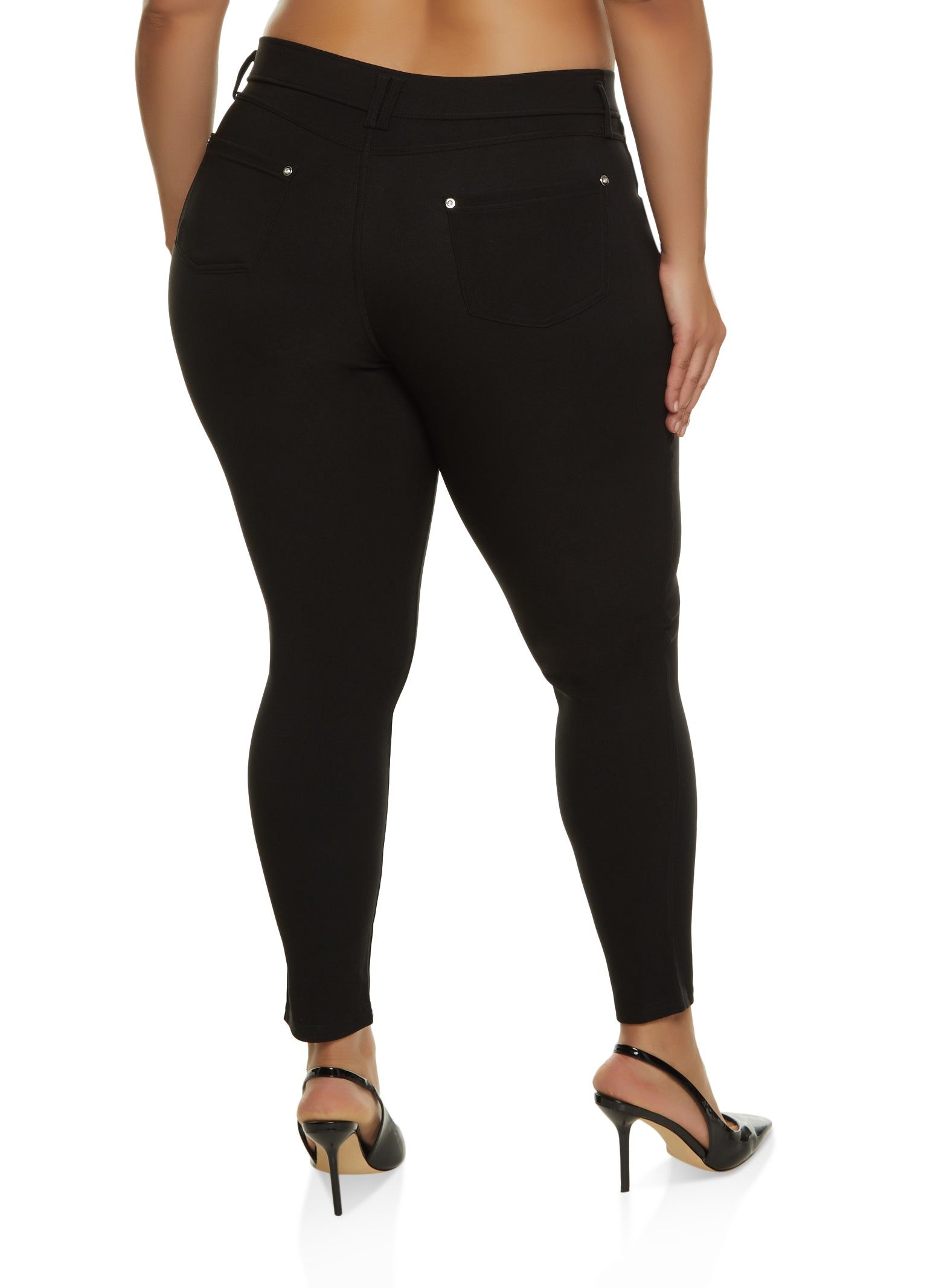 Plus Size Three Rhinestone Faux Button Pants sold by Rainbow product image thumbnail 2