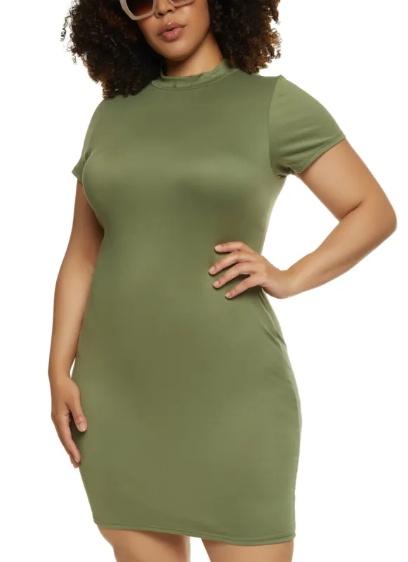 Plus Size Soft Knit Short Sleeve T Shirt Dress sold by Rainbow