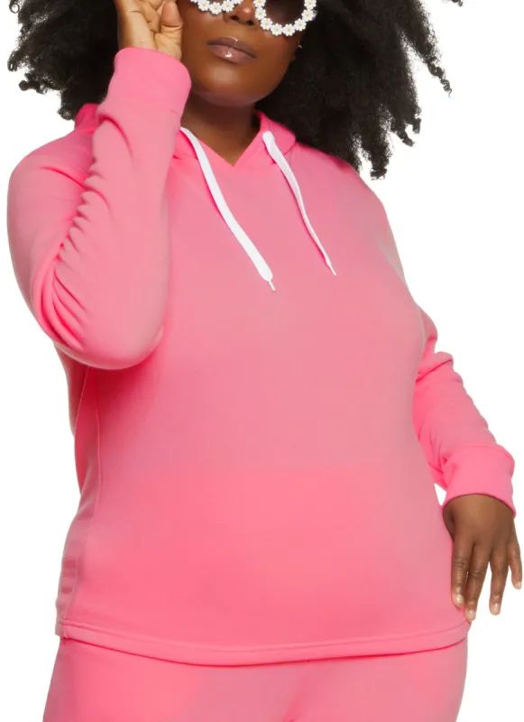 Plus Size Solid Pullover Hoodie sold by Rainbow