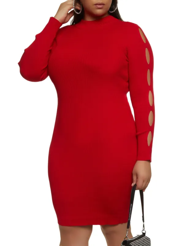Plus Size Cut Out Sleeve Midi Sweater Dress sold by Rainbow
