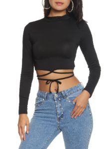Wrapped Lace Up Crop Top sold by Rainbow