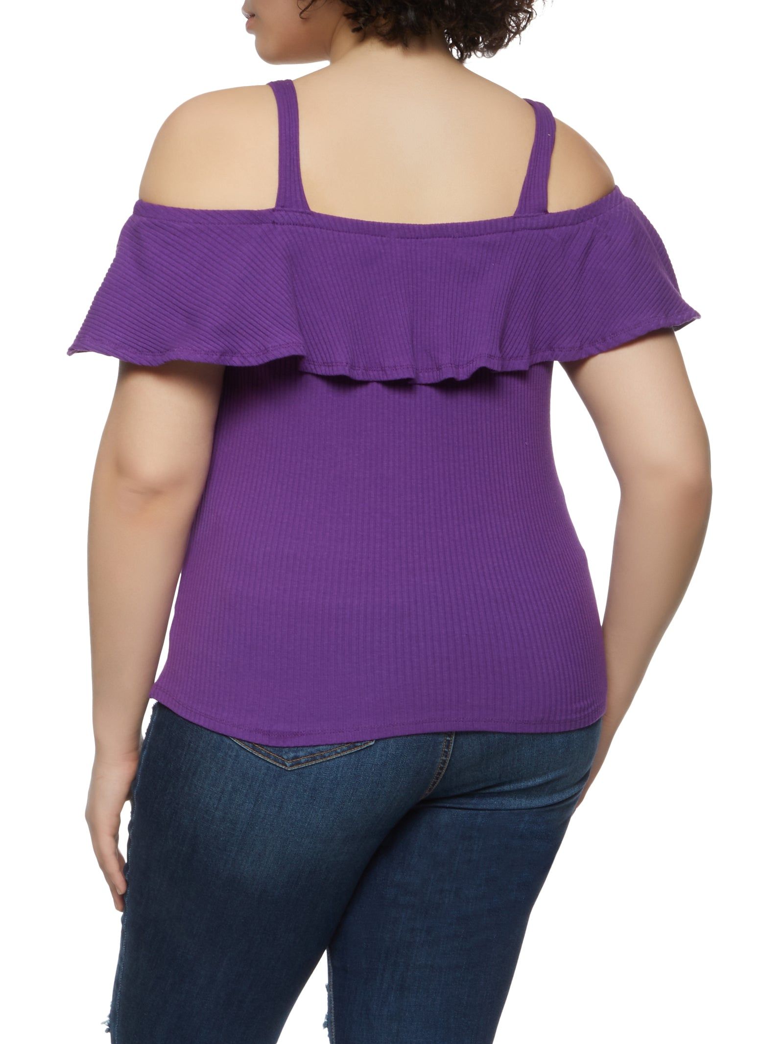 Plus Size Rib Knit Cold Shoulder Top sold by Rainbow product image thumbnail 2