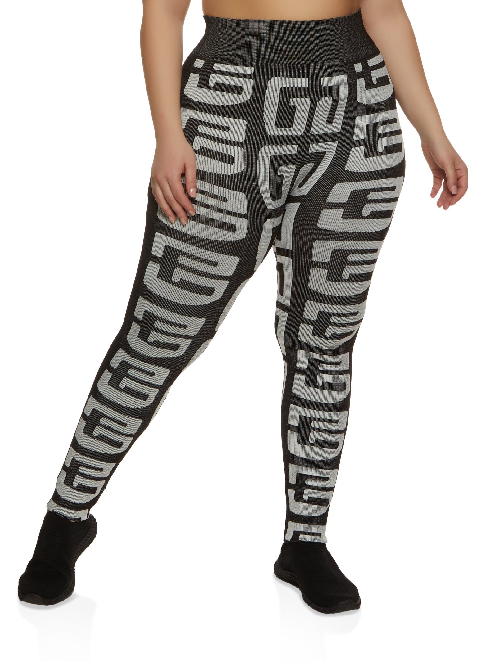 Plus Size Seamless Geometric Print High Waist Leggings sold by Rainbow