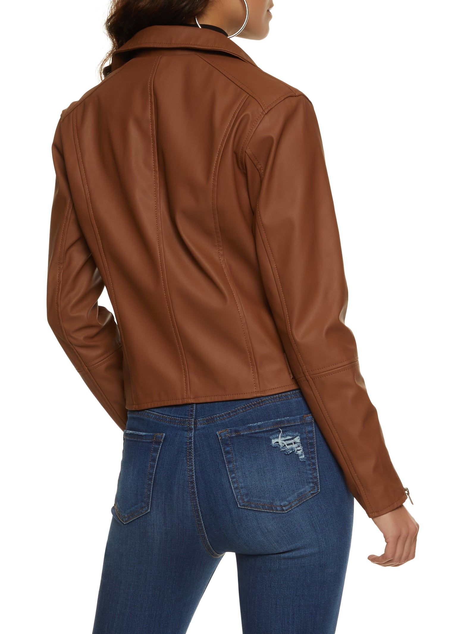 Faux Leather Zip Biker Jacket sold by Rainbow product image thumbnail 2