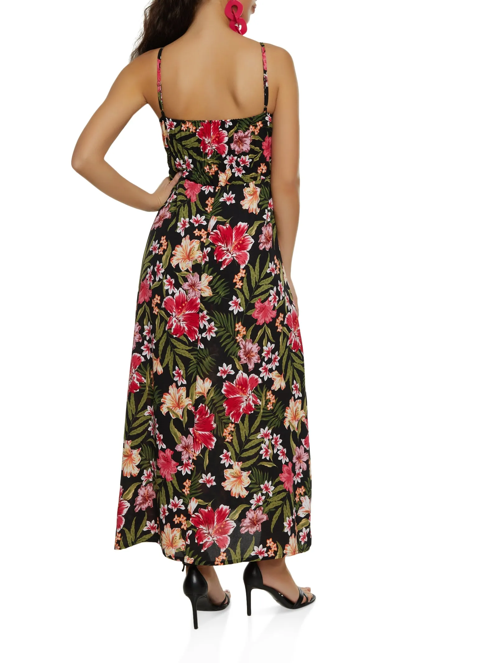 Tropical Floral Print Empire Waist Maxi Dress sold by Rainbow product image thumbnail 3
