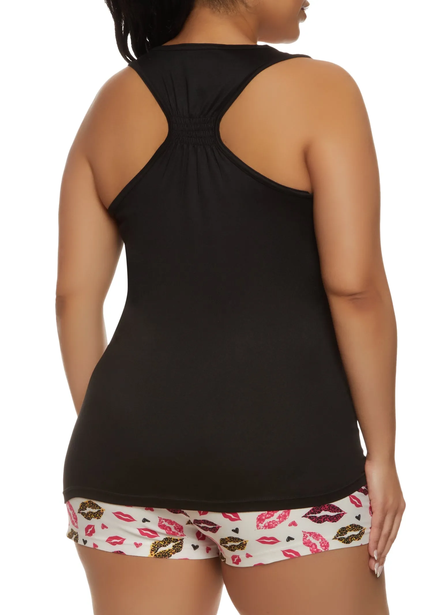 Plus Size Glitter Lips Graphic Pajama Tank Top and Shorts sold by Rainbow product image thumbnail 2