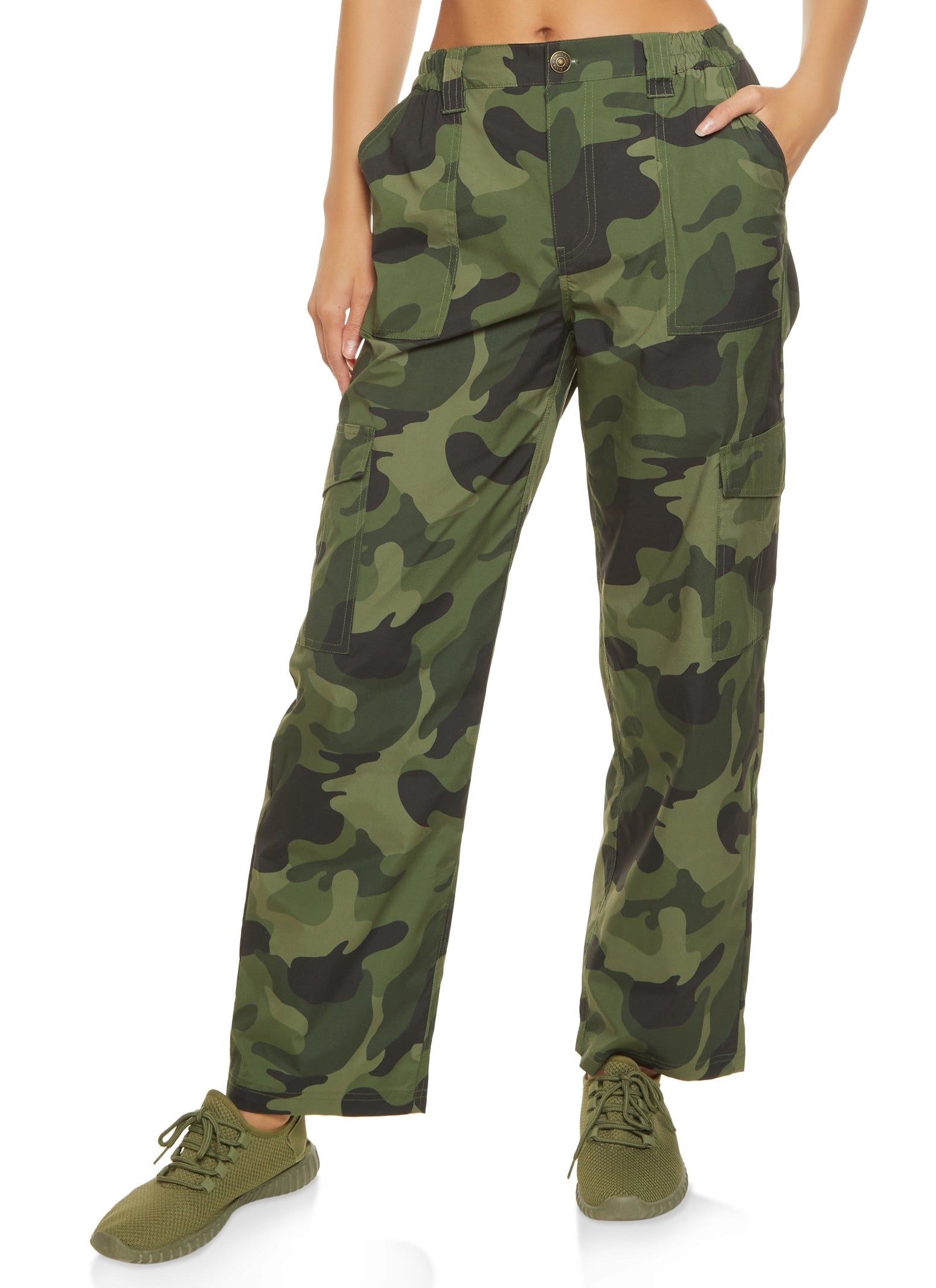Camo Wide Leg Cargo Pants sold by Rainbow