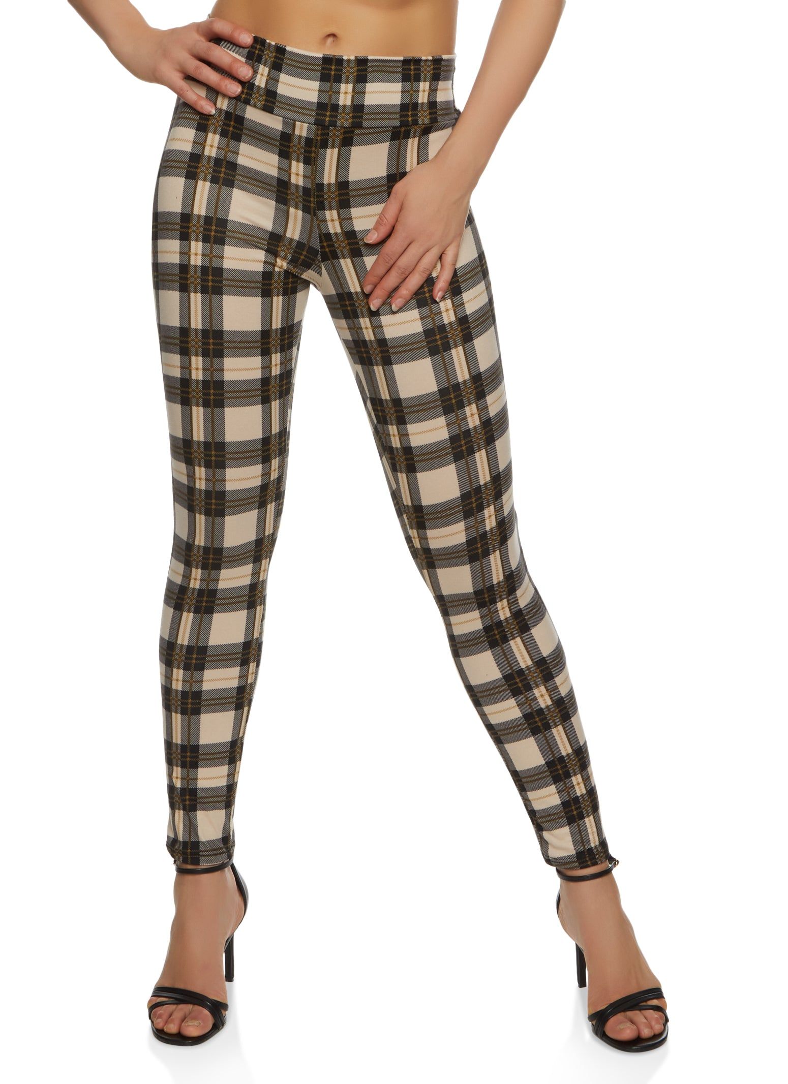 Plaid High Waisted Pull On Dress Pants sold by Rainbow