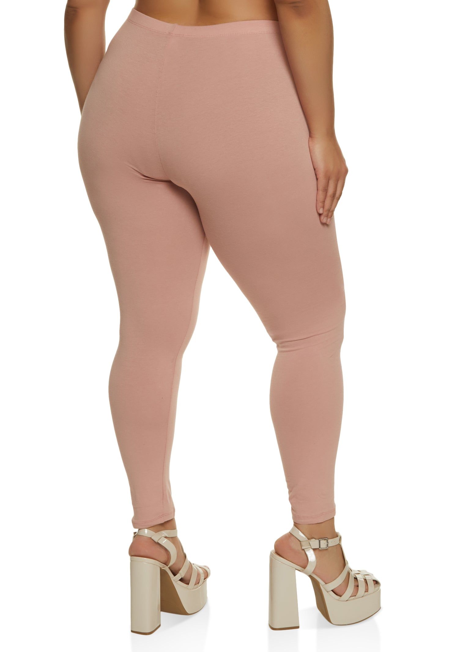 Plus Size Solid High Rise Leggings sold by Rainbow product image thumbnail 3