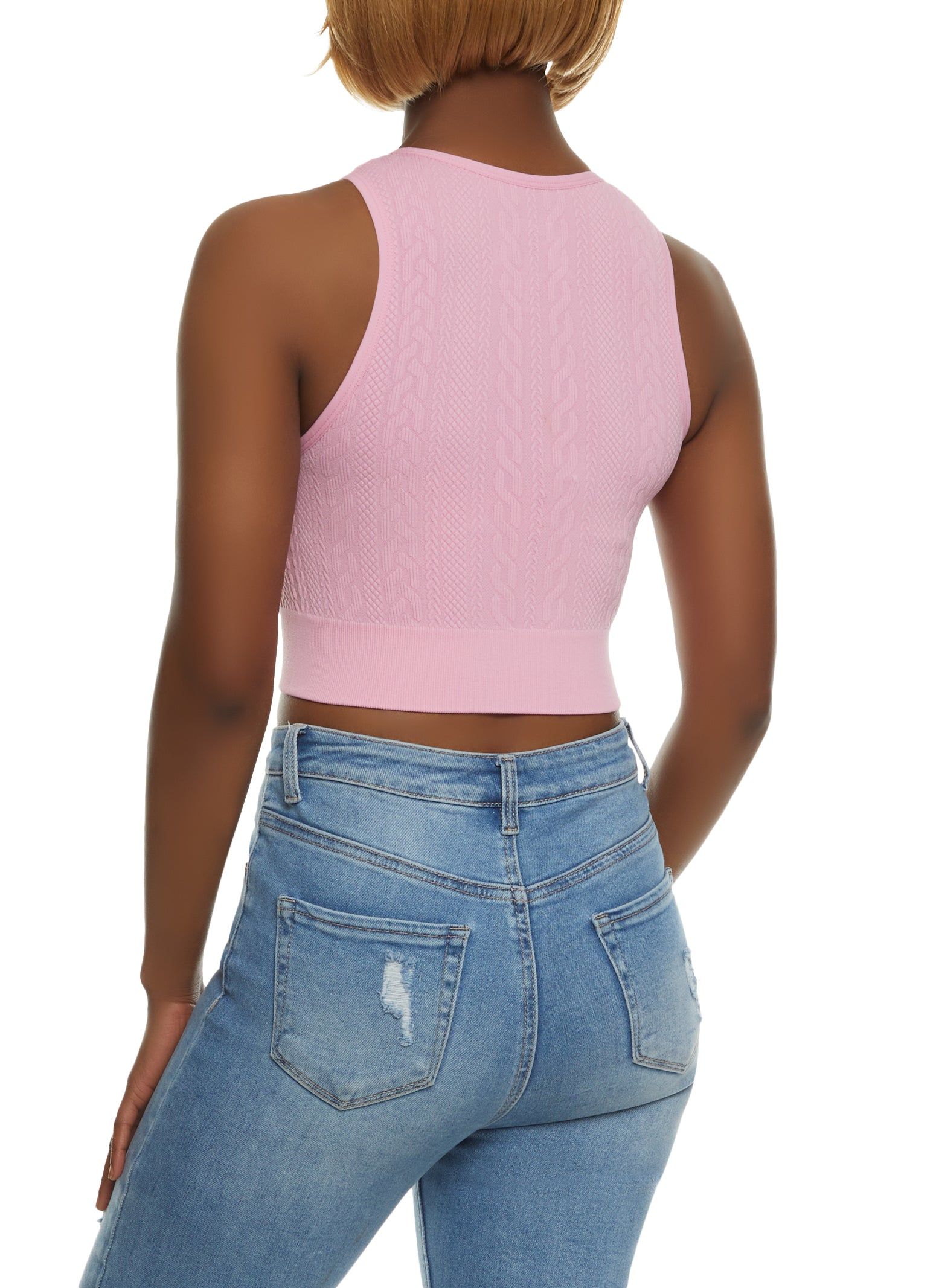 Seamless Cable Knit Cropped Tank Top sold by Rainbow product image thumbnail 2