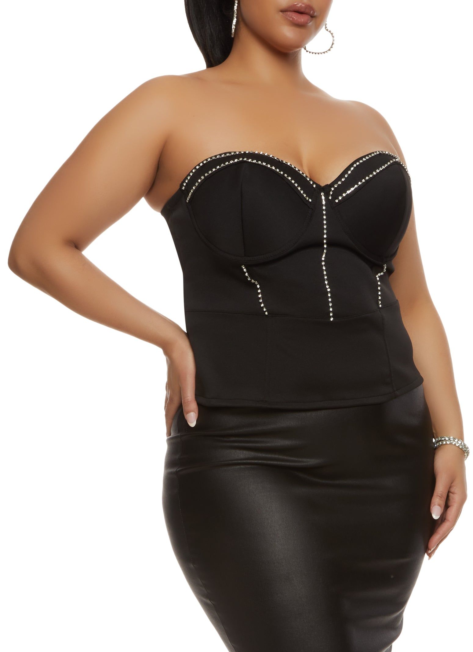 Plus Size Rhinestone Trim Convertible Bustier Top sold by Rainbow product image thumbnail 2
