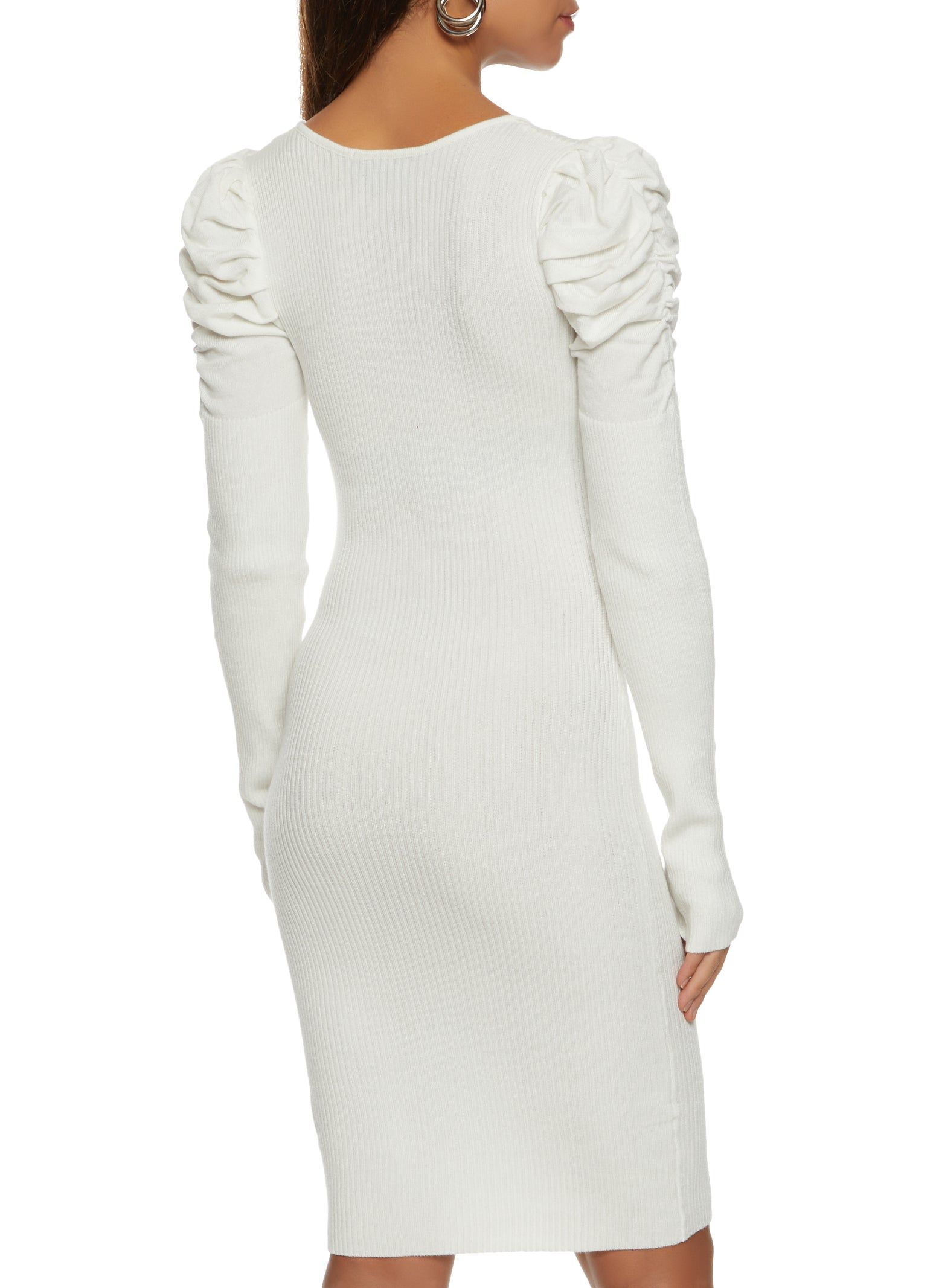 Ribbed Puff Sleeve Sweater Dress sold by Rainbow product image thumbnail 3