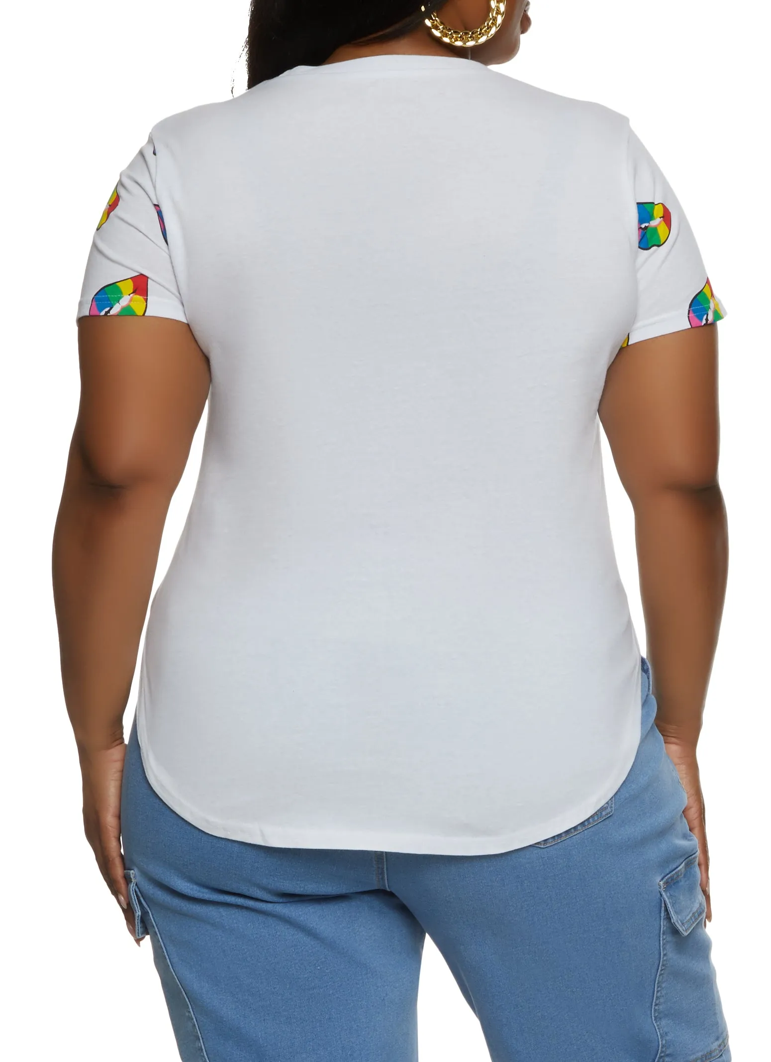 Plus Size Rainbow Lips Graphic Tee sold by Rainbow product image thumbnail 2