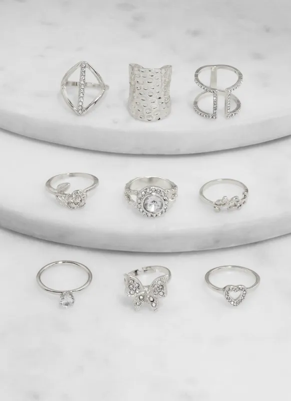Set of 9 Cubic Zirconia Rings sold by Rainbow