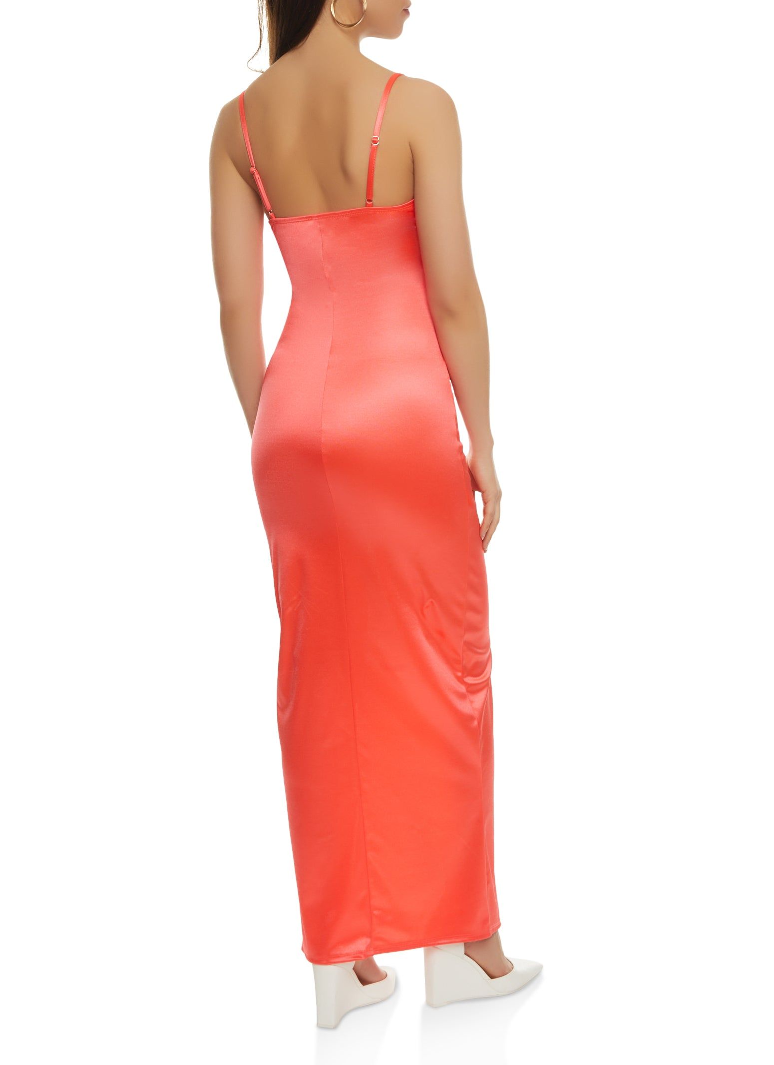 Satin Side Slit Faux Wrap Maxi Dress sold by Rainbow product image thumbnail 3
