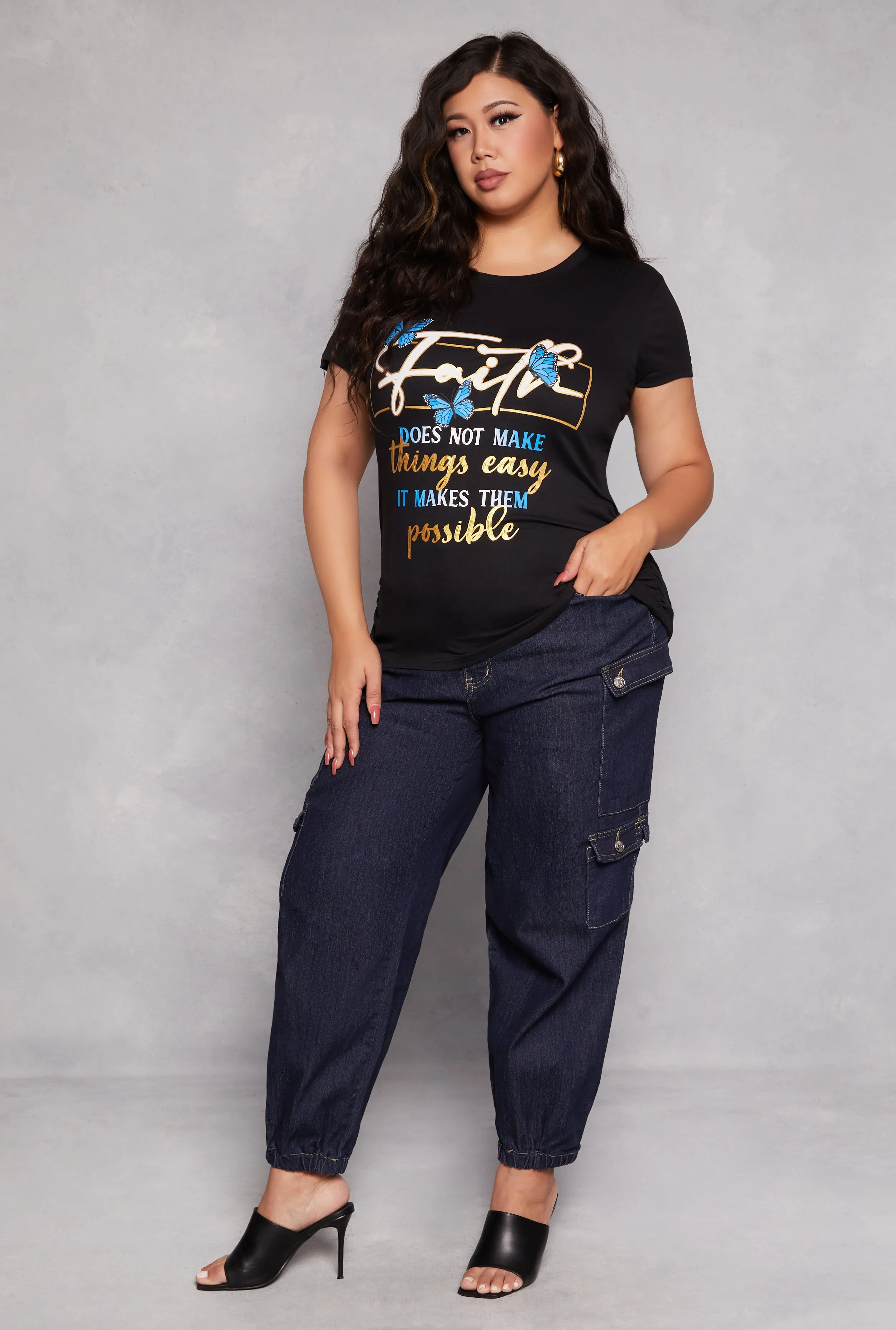 Plus Size Faith Ruched Graphic T Shirt sold by Rainbow product image thumbnail 2