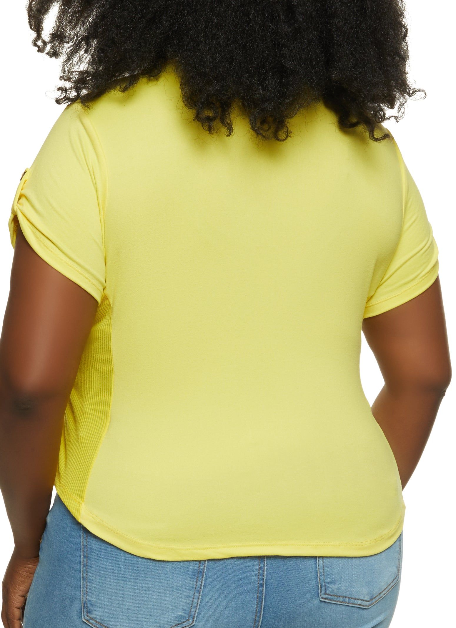 Plus Size Short Tabbed Sleeve Button Front Shirt sold by Rainbow product image thumbnail 2