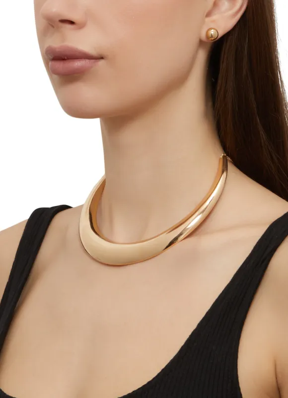 Metallic Collar Necklace and Stud Earrings sold by Rainbow