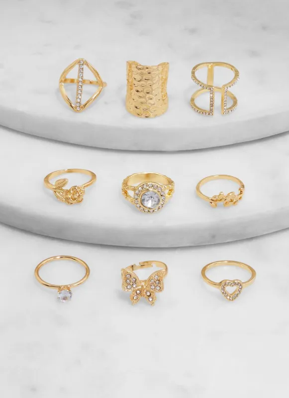 Set of 9 Cubic Zirconia Rings sold by Rainbow