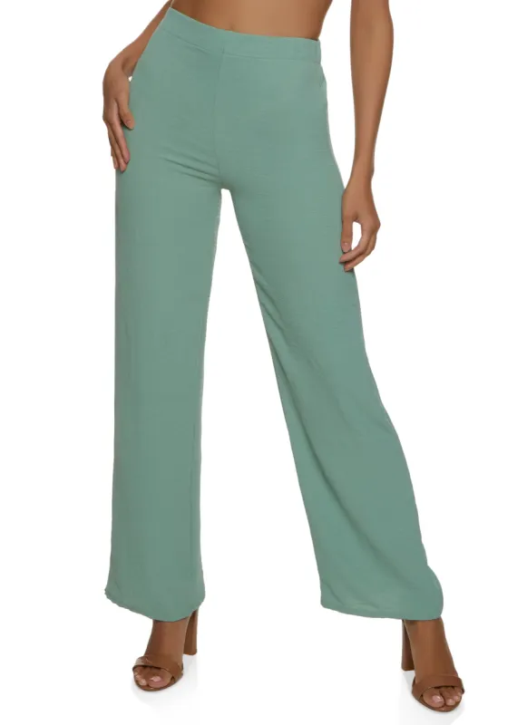 Crepe Knit High Waisted Wide Leg Pants sold by Rainbow